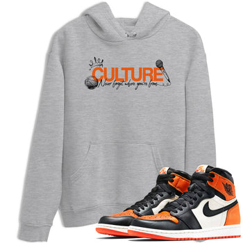 Culture sneaker match t-shirt styled to complete your fit with the Air Jordan 1 Shattered Backboard sneakers, shown in Heather Grey 1.