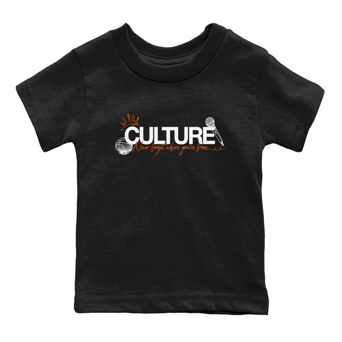 Culture baby and kids t-shirt crafted for little sneakerheads to shine with the Air Jordan 1 Shattered Backboard sneakers, displayed in Black 2.