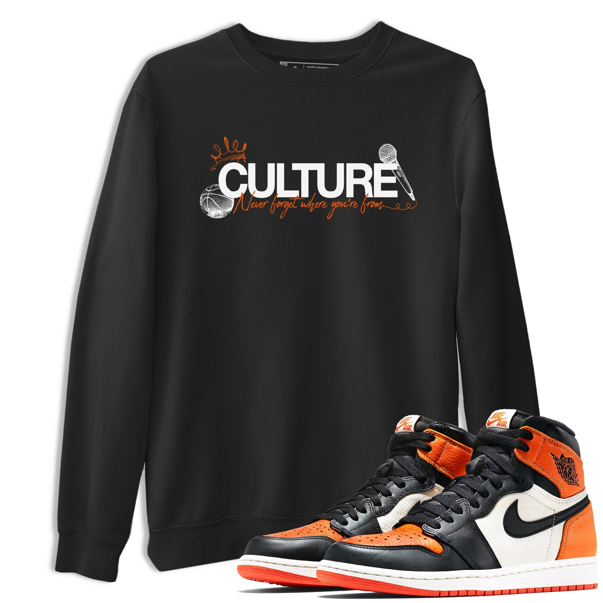 Culture sneaker match t-shirt styled to complete your fit with the Air Jordan 1 Shattered Backboard sneakers, shown in Black 1.