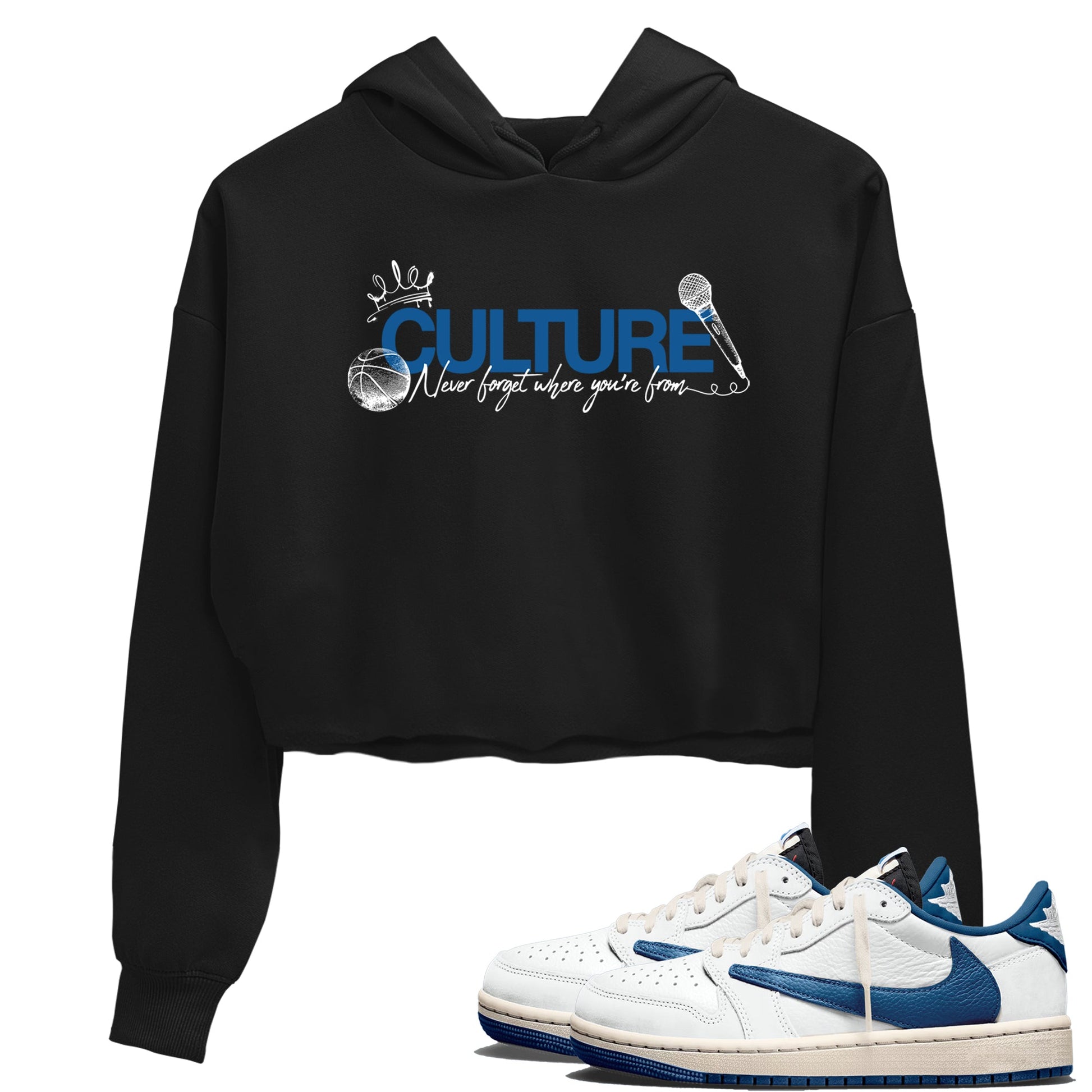 Sneaker match tees – Sneaker Tees To Match Air Jordan 1 Travis Scott Fragment Shoes – Culture Crop T-Shirt Black 1