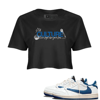 Sneaker match tees – Sneaker Tees To Match Air Jordan 1 Travis Scott Fragment Shoes – Culture Crop T-Shirt Black 1