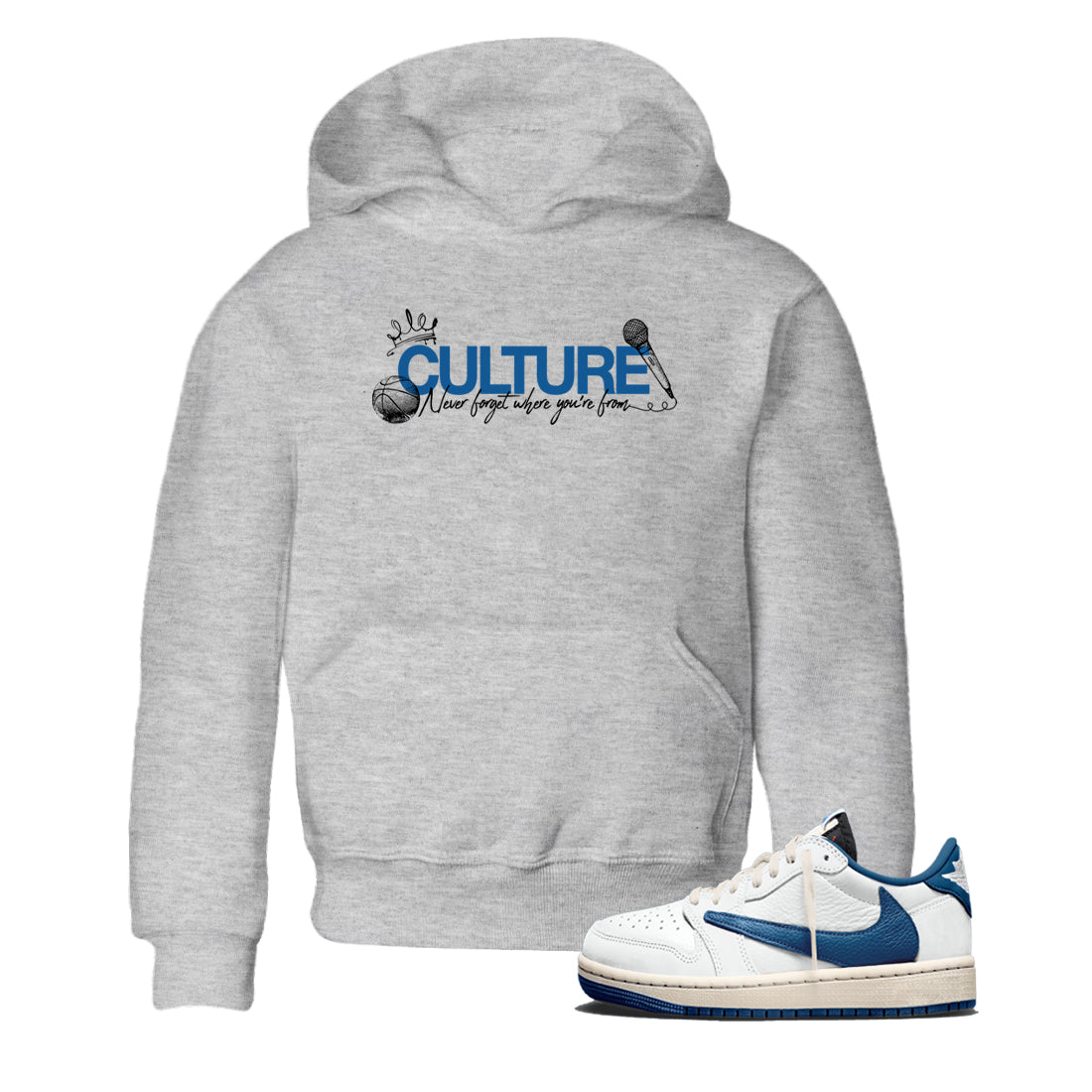 Sneaker match tees – Sneaker Tees To Match Air Jordan 1 Travis Scott Fragment Shoes – Culture Kids T-Shirt Heather Grey 1