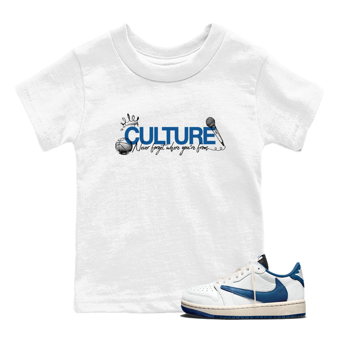 Sneaker match tees – Sneaker Tees To Match Air Jordan 1 Travis Scott Fragment Shoes – Culture Kids T-Shirt White 1