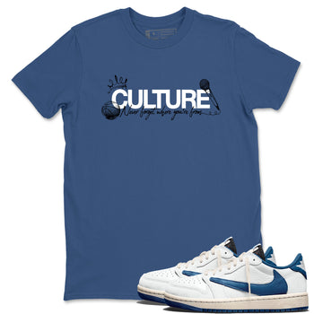 Sneaker match tees – Sneaker Tees To Match Air Jordan 1 Travis Scott Fragment Shoes – Culture Tee Denim Blue 1
