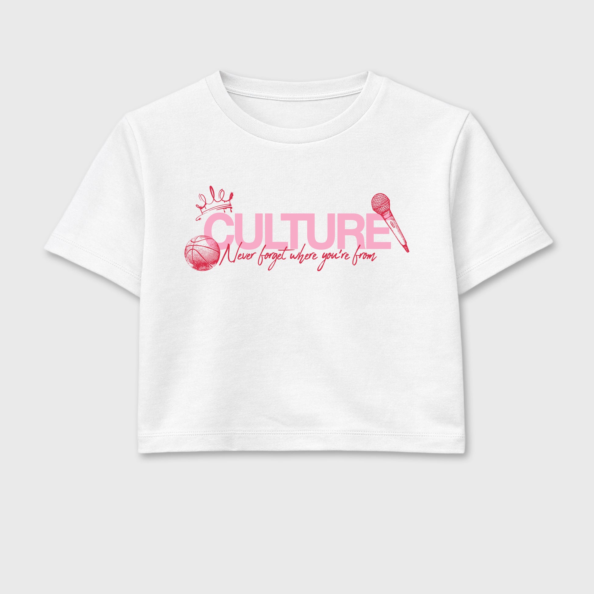 Perfect Sneakerhead Fashion Outfits – Sneaker Tees To Match Air Jordan 1 Low OG x Travis Scott Tropical Pink Shoes – Culture Graphic Crop Top White 2