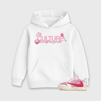 Perfect Sneakerhead Fashion Outfits – Sneaker Tees To Match Air Jordan 1 Low OG x Travis Scott Tropical Pink Shoes – Culture Kids Graphic T-Shirt White 1