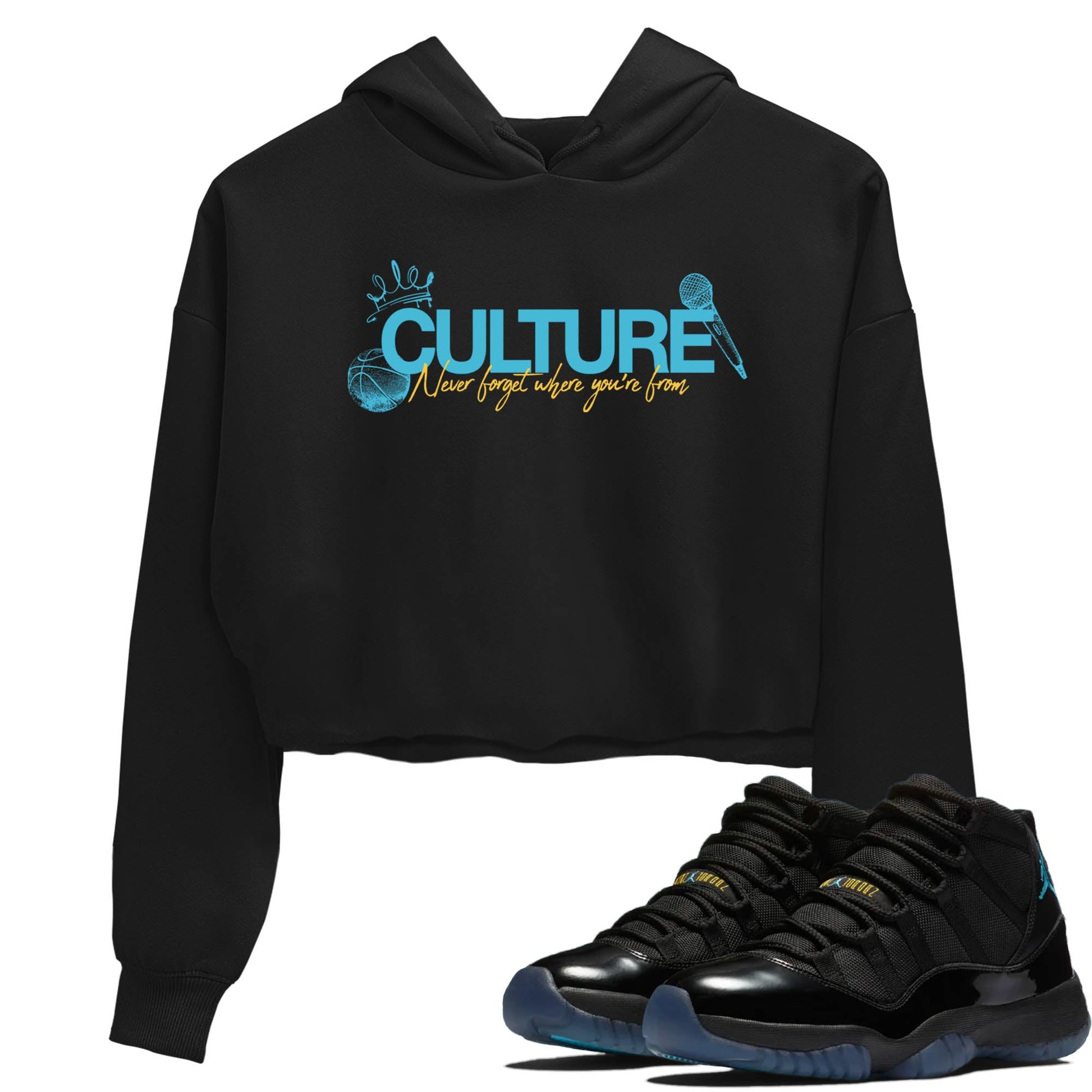Sneaker Threads – Sneaker Tees To Match Air Jordan 11 Retro Gamma – Culture Crop Tee Black 1. Perfect for Jordan releases 2025 colorways.