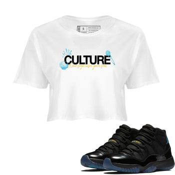 Sneaker Threads – Sneaker Tees To Match Air Jordan 11 Retro Gamma – Culture Crop Tee White 1. Perfect for Jordan releases 2025 colorways.