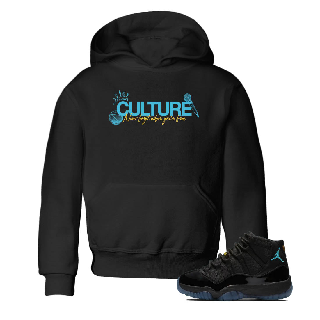 Sneaker Threads – Sneaker Tees To Match Air Jordan 11 Retro Gamma – Culture Youth Graphic Tee Black 1. Perfect for Jordan releases 2025 colorways.