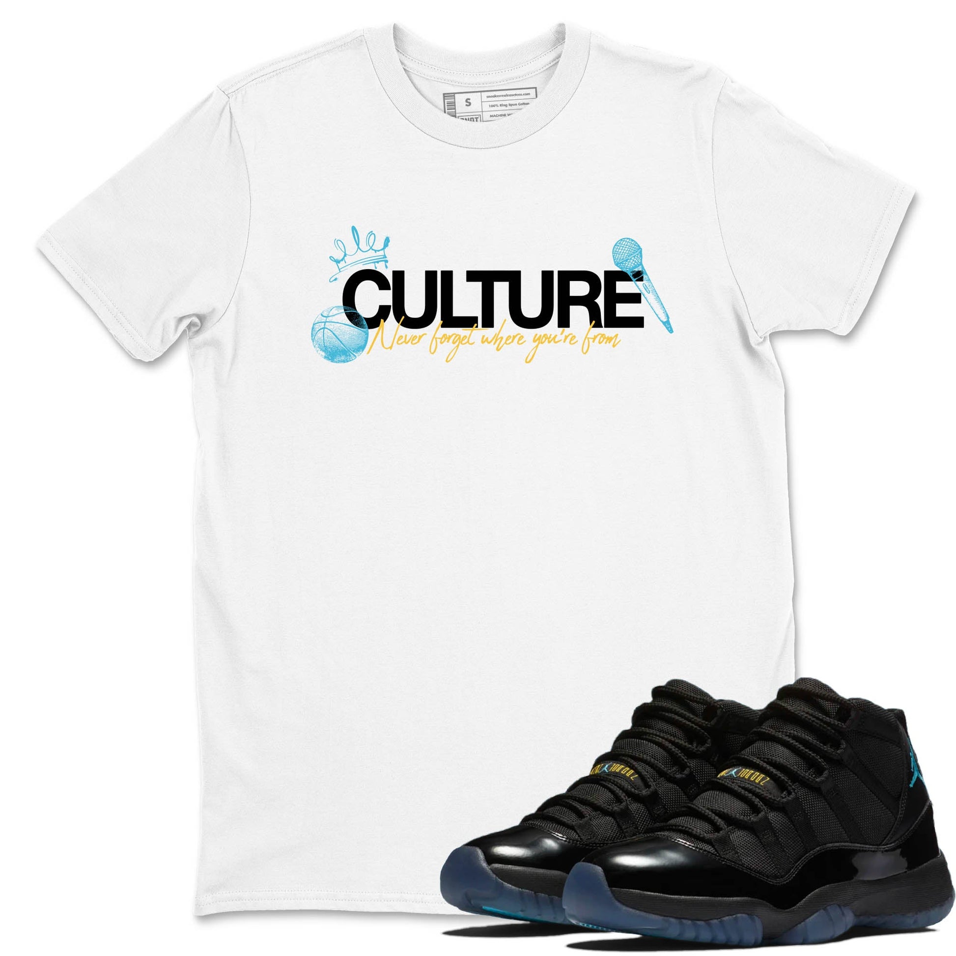 Sneaker Threads – Sneaker Tees To Match Air Jordan 11 Retro Gamma – Culture Graphic Tee White 1. Perfect for Jordan releases 2025 colorways.