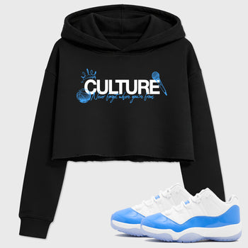 Sneaker match tees – Sneaker Tees To Match Air Jordan 11 University Blue Shoes – Culture Crop T-Shirt Black 1