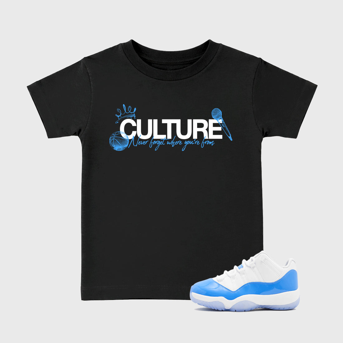 Sneaker match tees – Sneaker Tees To Match Air Jordan 11 University Blue Shoes – Culture Kids T-Shirt Black 1