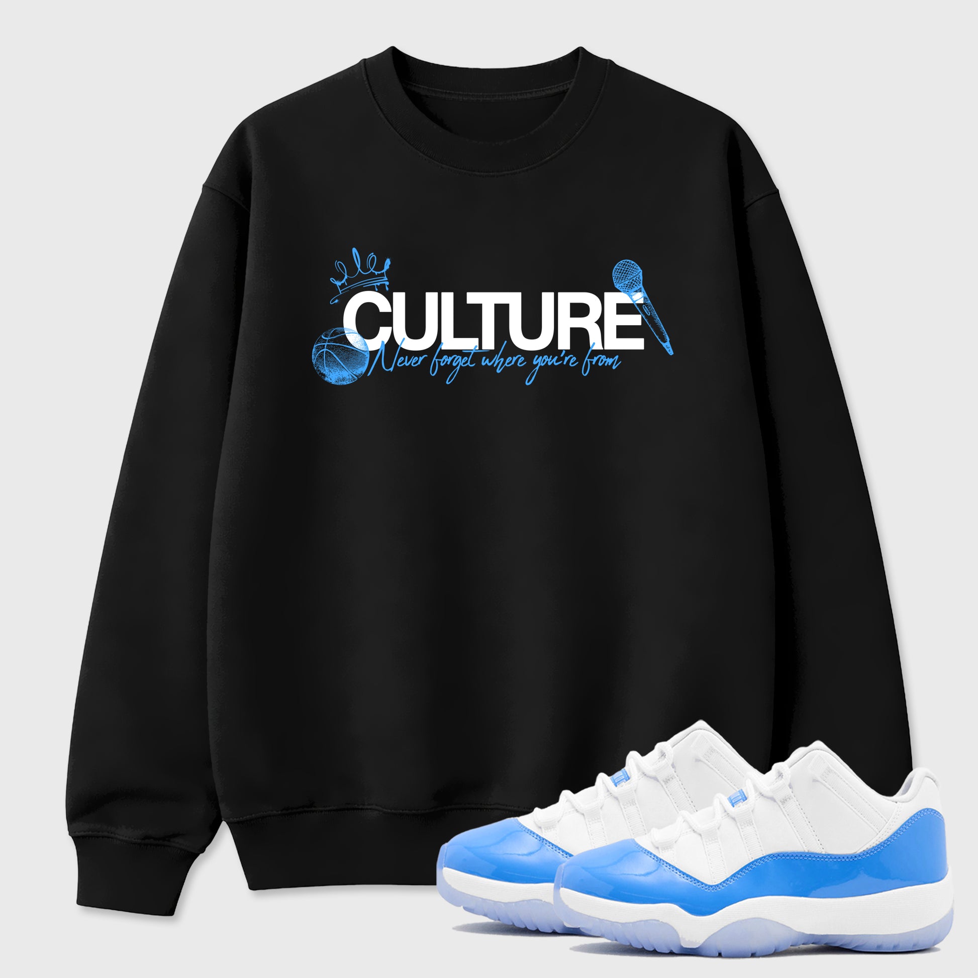 Sneaker match tees – Sneaker Tees To Match Air Jordan 11 University Blue Shoes – Culture Tee Black 1