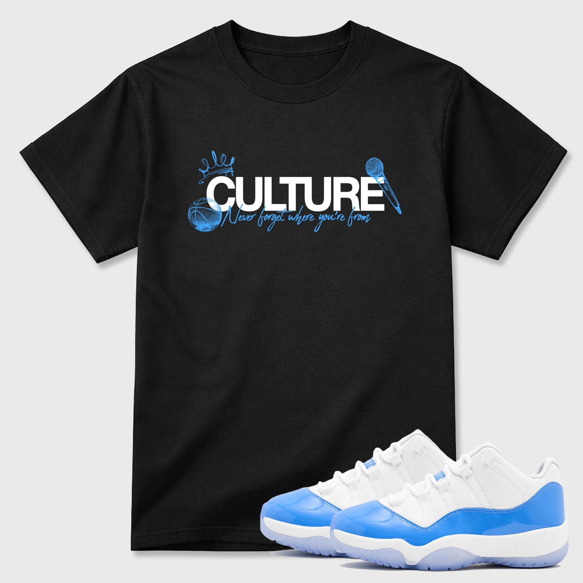 Sneaker match tees – Sneaker Tees To Match Air Jordan 11 University Blue Shoes – Culture Tee Black 1