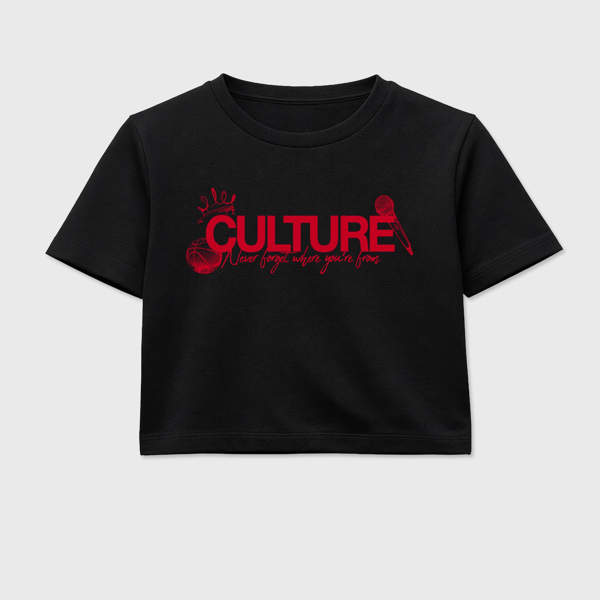 Culture women’s crop tee designed to match the Air Jordan 12 Bloodline, featuring coordinated Black 2 options for a perfect streetwear vibe.