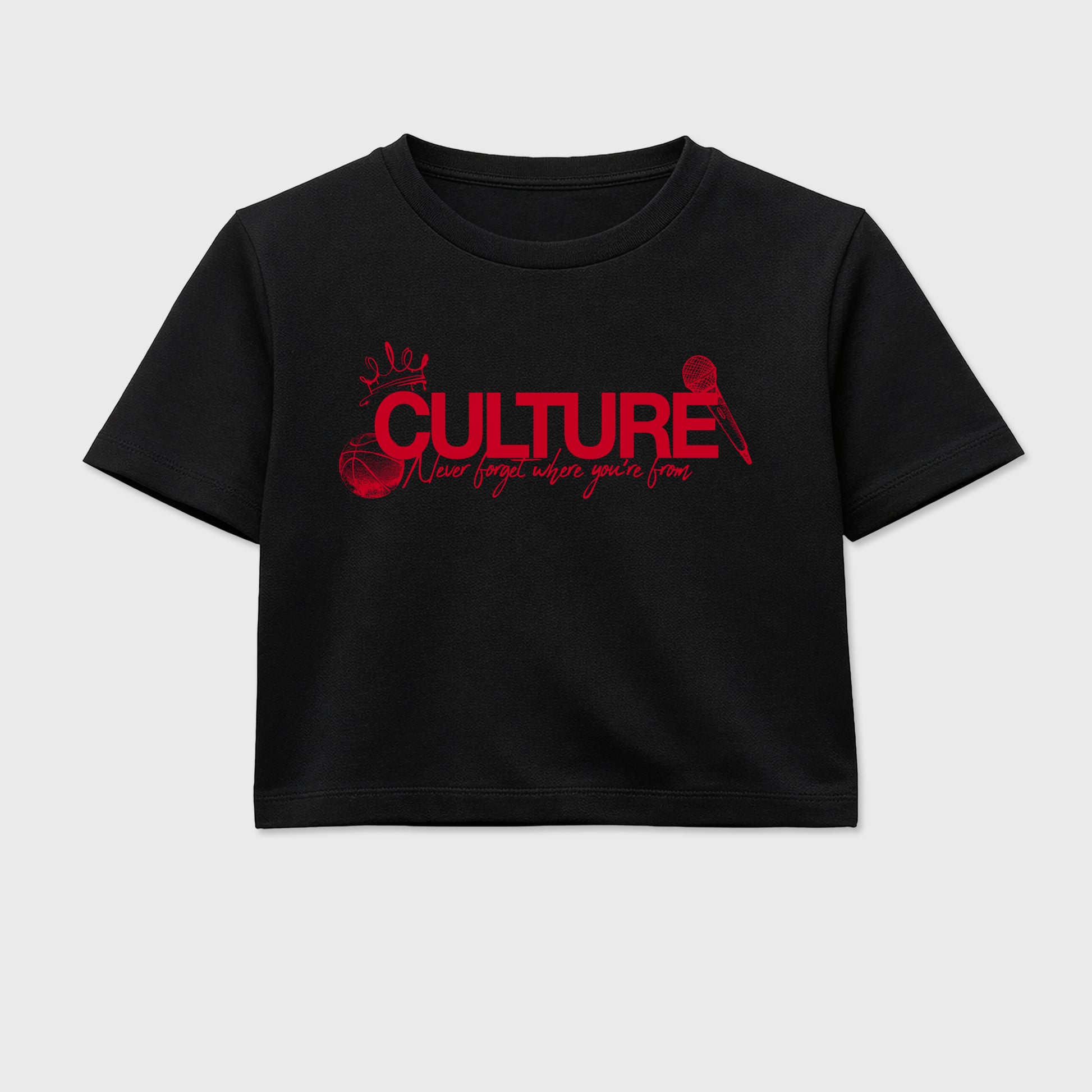 Culture women’s crop tee designed to match the Air Jordan 12 Bloodline, featuring coordinated Black 2 options for a perfect streetwear vibe.