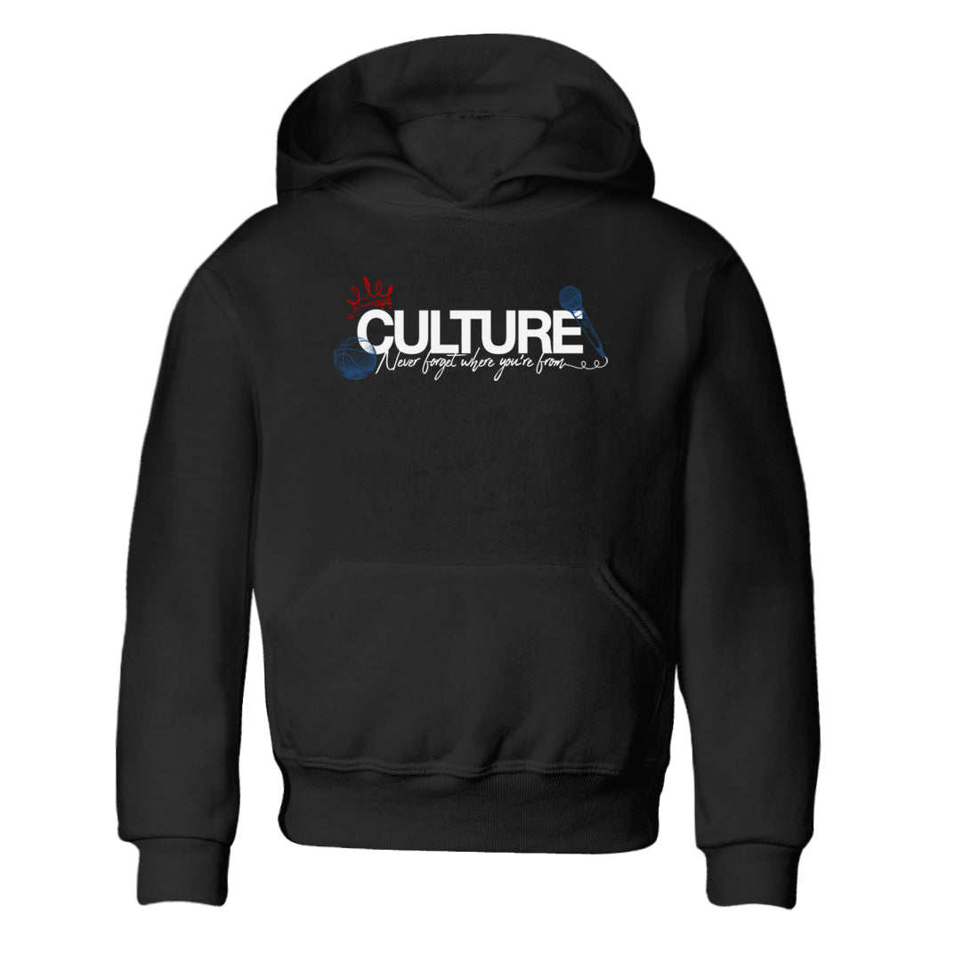 Culture baby and kids t-shirt crafted for little sneakerheads to shine with the Air Jordan 12 French Blue sneakers, displayed in Black 2.
