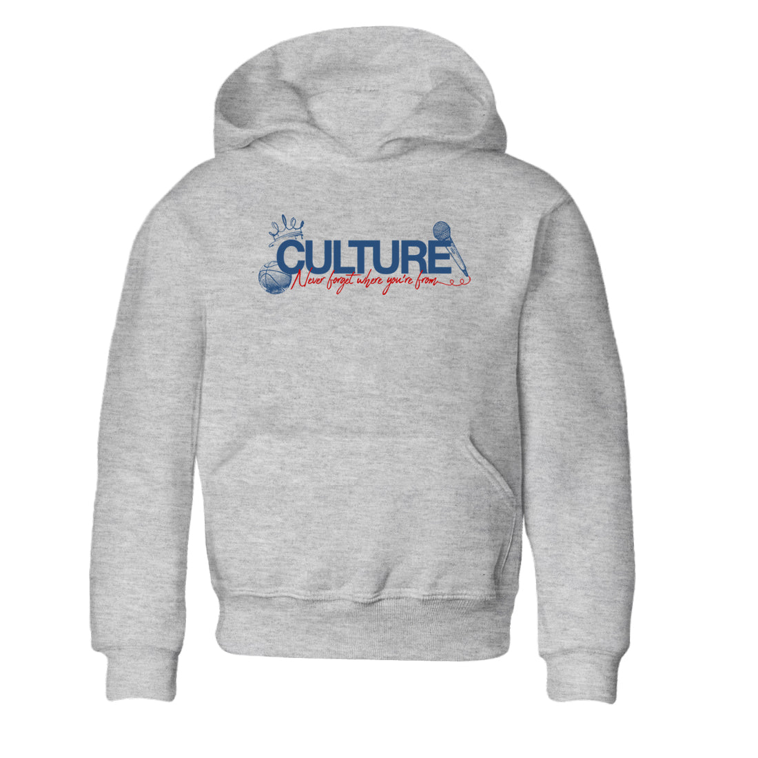 Culture baby and kids t-shirt crafted for little sneakerheads to shine with the Air Jordan 12 French Blue sneakers, displayed in Heather Grey 2.
