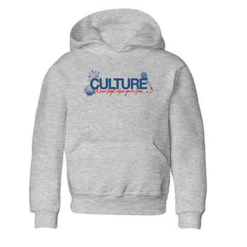 Culture baby and kids t-shirt crafted for little sneakerheads to shine with the Air Jordan 12 French Blue sneakers, displayed in Heather Grey 2.