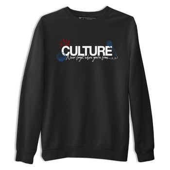 Culture sneaker match t-shirt styled to complete your fit with the Air Jordan 12 French Blue sneakers, shown in Black 2.