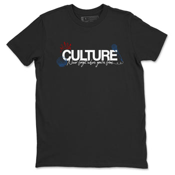 Culture sneaker match t-shirt styled to complete your fit with the Air Jordan 12 French Blue sneakers, shown in Black 2.