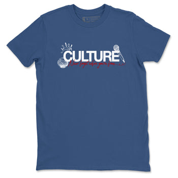Culture sneaker match t-shirt styled to complete your fit with the Air Jordan 12 French Blue sneakers, shown in Denim Blue 2.