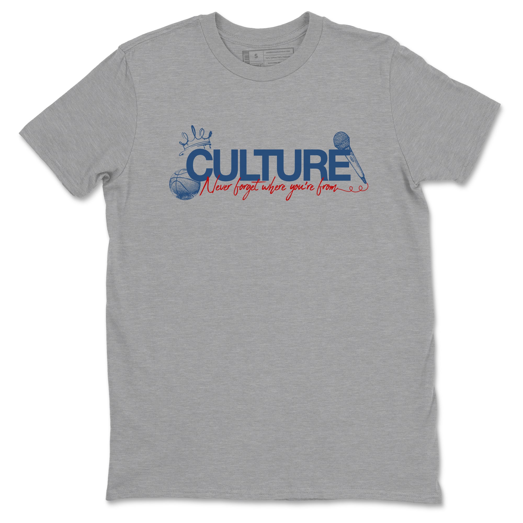 Culture sneaker match t-shirt styled to complete your fit with the Air Jordan 12 French Blue sneakers, shown in Heather Grey 2.