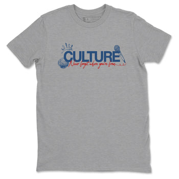 Culture sneaker match t-shirt styled to complete your fit with the Air Jordan 12 French Blue sneakers, shown in Heather Grey 2.