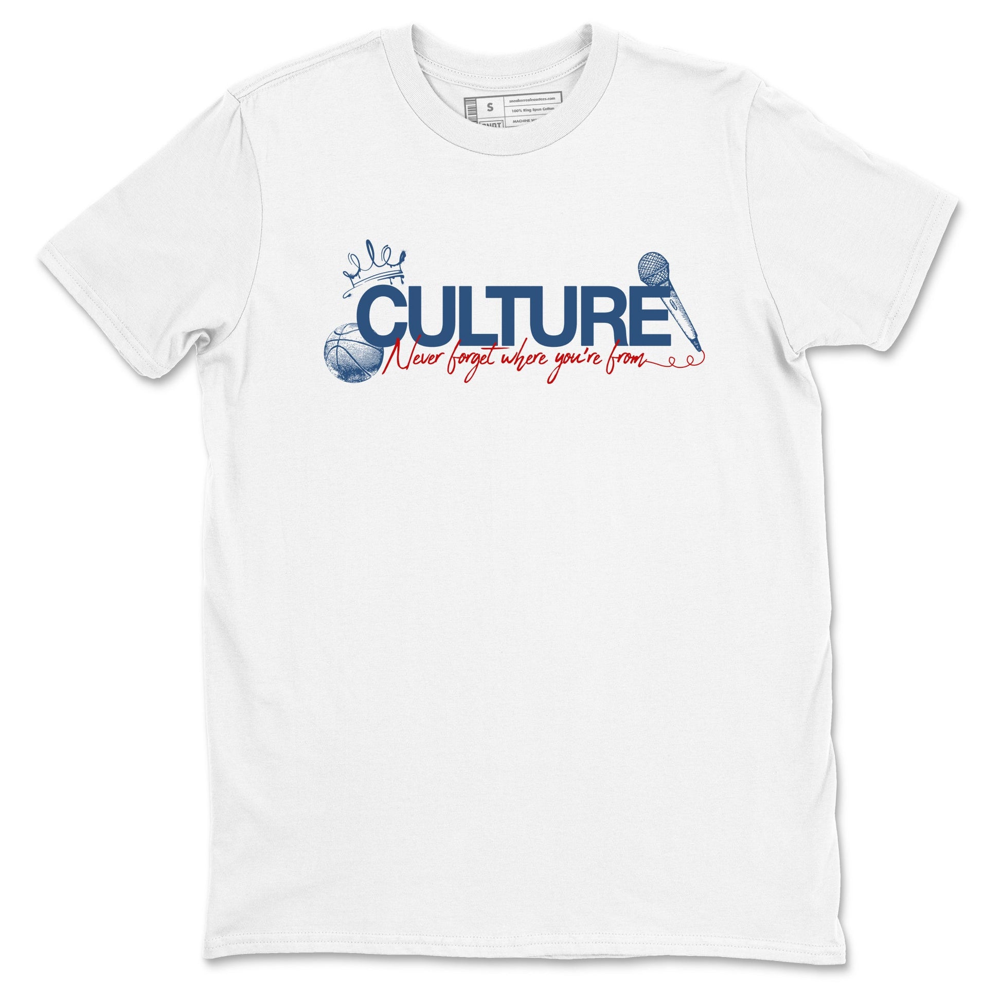 Culture sneaker match t-shirt styled to complete your fit with the Air Jordan 12 French Blue sneakers, shown in White 2.