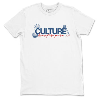 Culture sneaker match t-shirt styled to complete your fit with the Air Jordan 12 French Blue sneakers, shown in White 2.