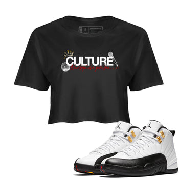 Sneaker match tees – Sneaker Tees To Match Air Jordan 12 Taxi Shoes – Culture Crop T-Shirt Black 1