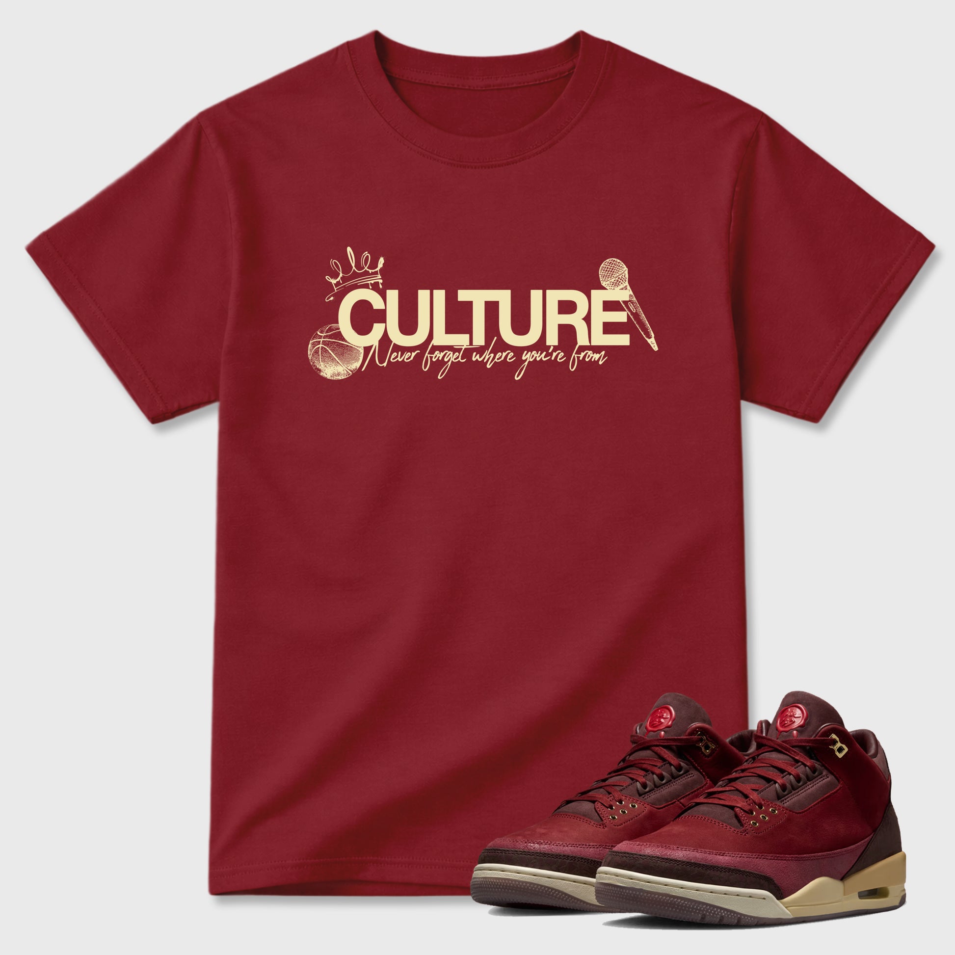 Culture Graphic T-Shirt sneaker match tee designed for the Air Jordan 3 Bin 23, featuring coordinated color options for a perfect streetwear match. Cardinal 1 shirt.