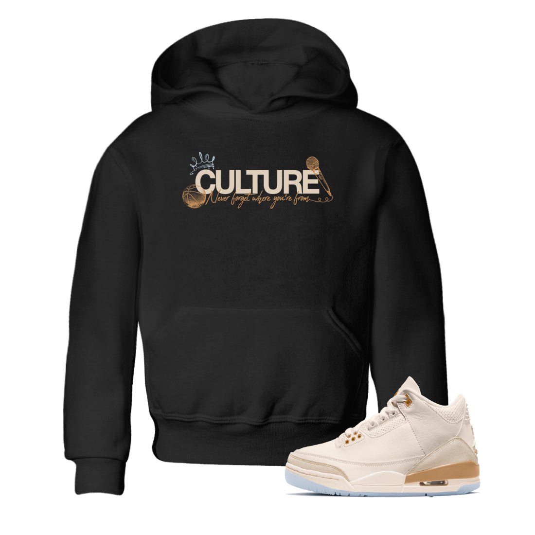 Sneaker match tees – Sneaker Tees To Match Air Jordan 3 Champagne and Oysters Shoes – Culture Kids T-Shirt Black 1