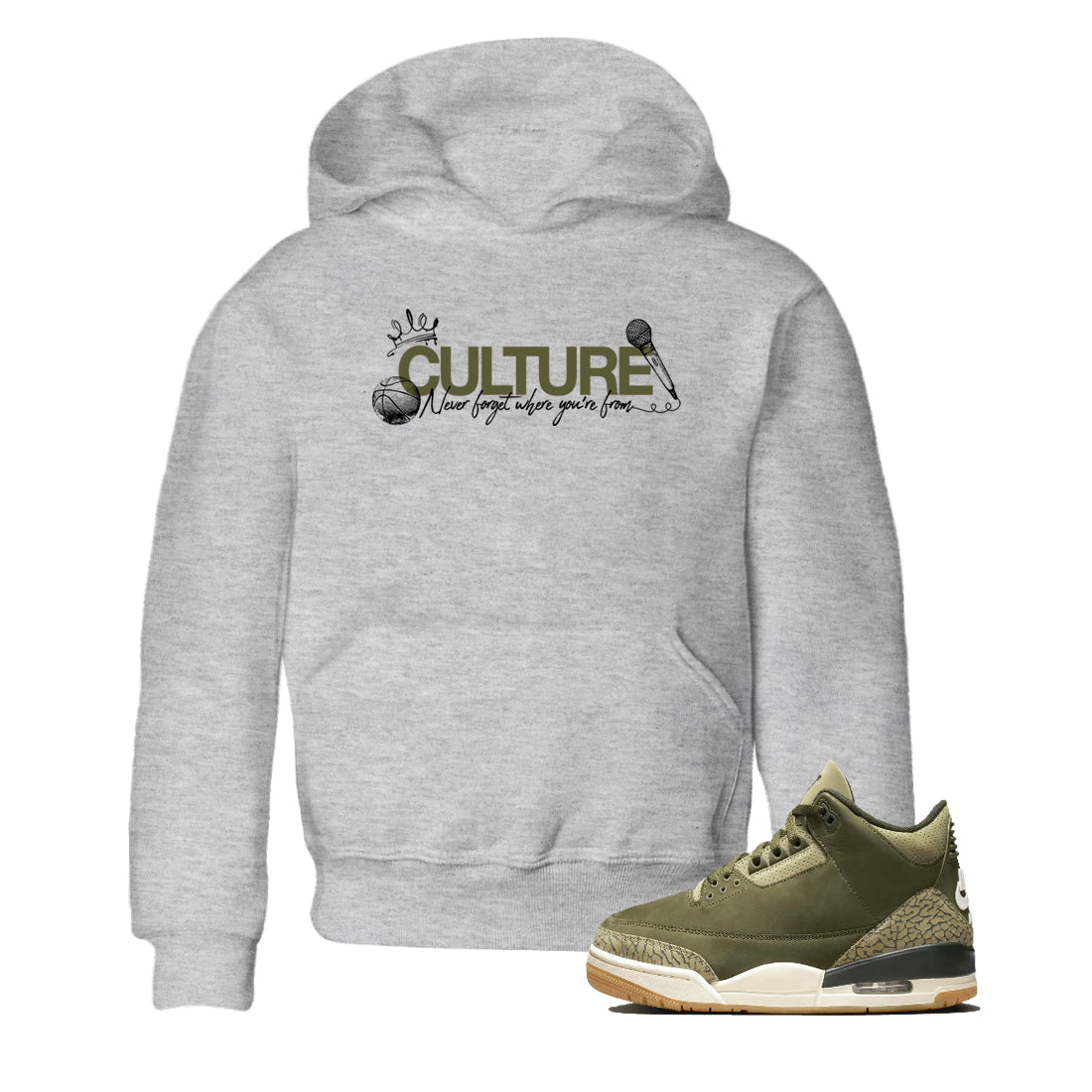 Sneaker Threads – Sneaker Threads To Match Air Jordan 3 Family Affair Shoes – Culture Kids T-Shirt Heather Grey 1