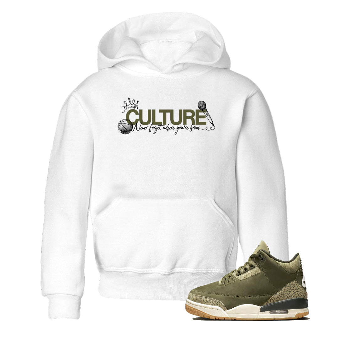 Sneaker Threads – Sneaker Threads To Match Air Jordan 3 Family Affair Shoes – Culture Kids T-Shirt White 1