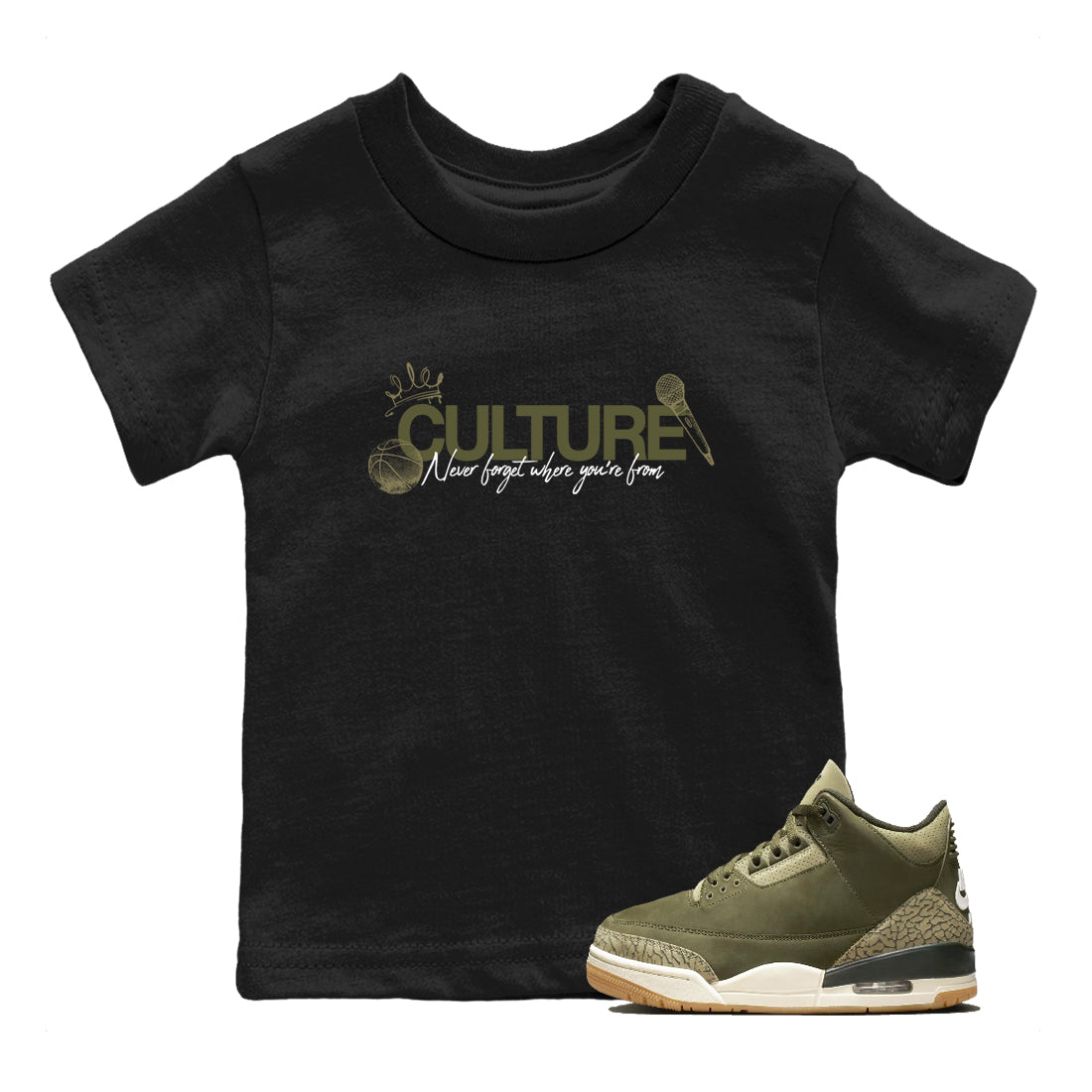 Sneaker Threads – Sneaker Threads To Match Air Jordan 3 Family Affair Shoes – Culture Kids T-Shirt Black 1