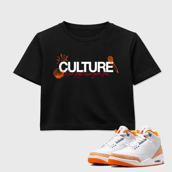 Sneaker match tees – Sneaker Tees To Match Air Jordan 3 Orange Citrus Shoes – Culture Crop T-Shirt Black 1