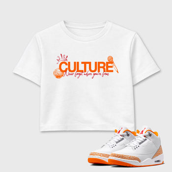 Sneaker match tees – Sneaker Tees To Match Air Jordan 3 Orange Citrus Shoes – Culture Crop T-Shirt White 1