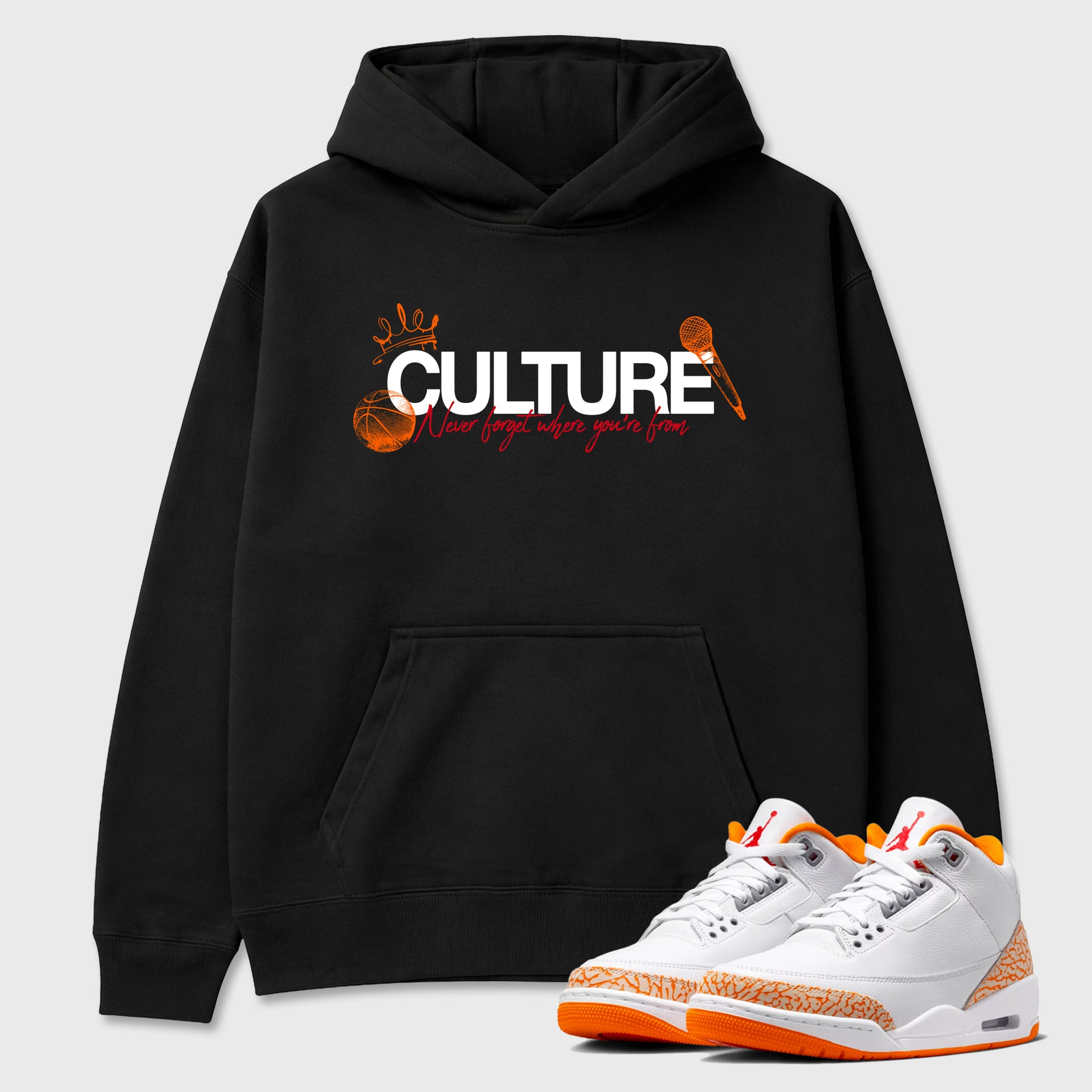 Sneaker match tees – Sneaker Tees To Match Air Jordan 3 Orange Citrus Shoes – Culture Tee Black 1