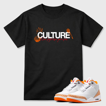 Sneaker match tees – Sneaker Tees To Match Air Jordan 3 Orange Citrus Shoes – Culture Tee Black 1