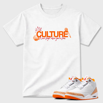 Sneaker match tees – Sneaker Tees To Match Air Jordan 3 Orange Citrus Shoes – Culture Tee White 1