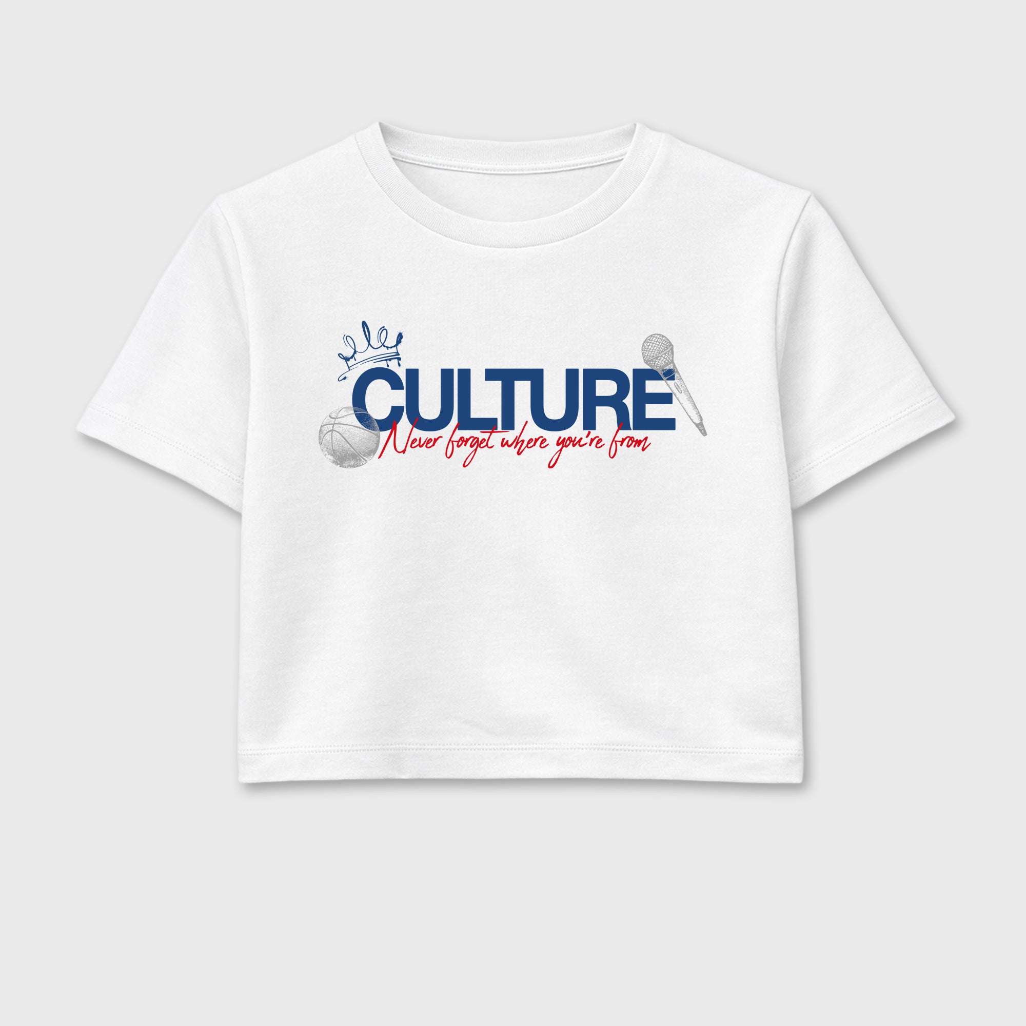 Culture women’s crop tee designed to match the Air Jordan 3 True Blue, featuring coordinated White 2 options for a perfect streetwear vibe.