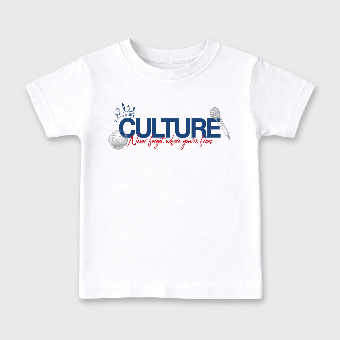 Culture Baby & Kids Graphic T-Shirt featuring original artwork designed to match the Air Jordan 3 True Blue. White 2 Kids Graphic Tee.