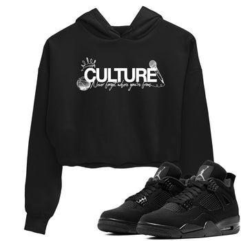 Best Sneakerfit graphic tee – Sneaker Tees To Match Air Jordan 4 Retro Black Cat Sneakers – Culture Crop T-Shirt Black 1