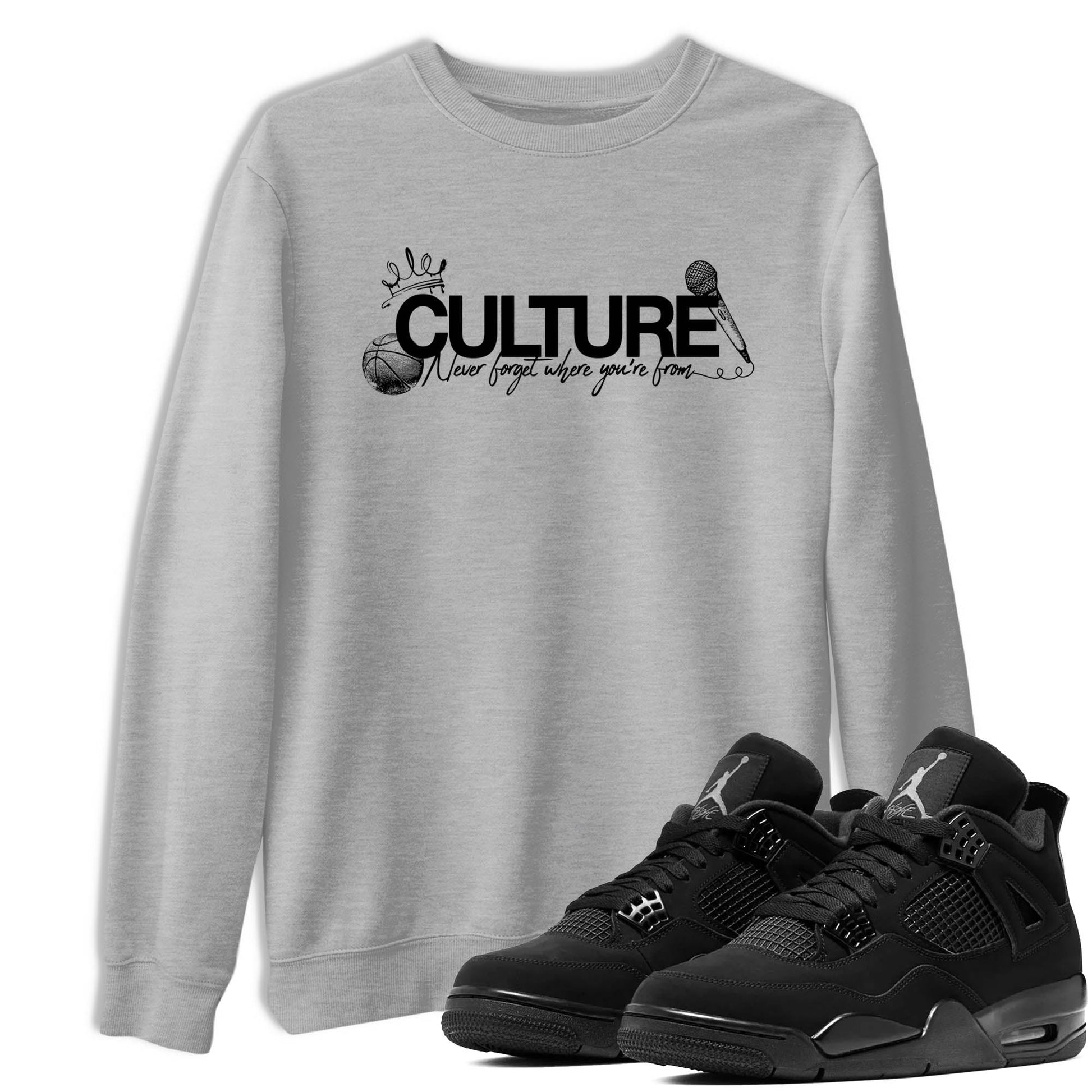 Best Sneakerfit graphic tee – Sneaker Tees To Match Air Jordan 4 Retro Black Cat Sneakers – Culture Tee Heather Grey 1