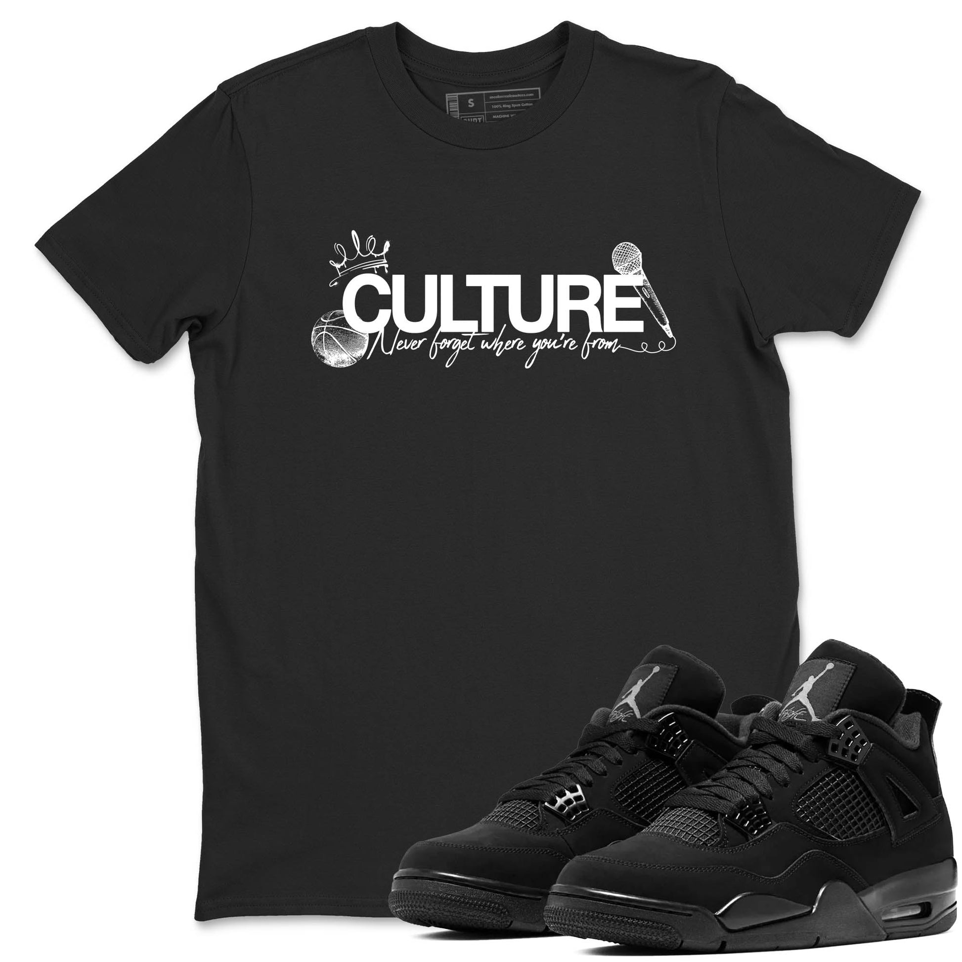 Best Sneakerfit graphic tee – Sneaker Tees To Match Air Jordan 4 Retro Black Cat Sneakers – Culture Tee Black 1
