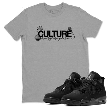 Best Sneakerfit graphic tee – Sneaker Tees To Match Air Jordan 4 Retro Black Cat Sneakers – Culture Tee Heather Grey 1