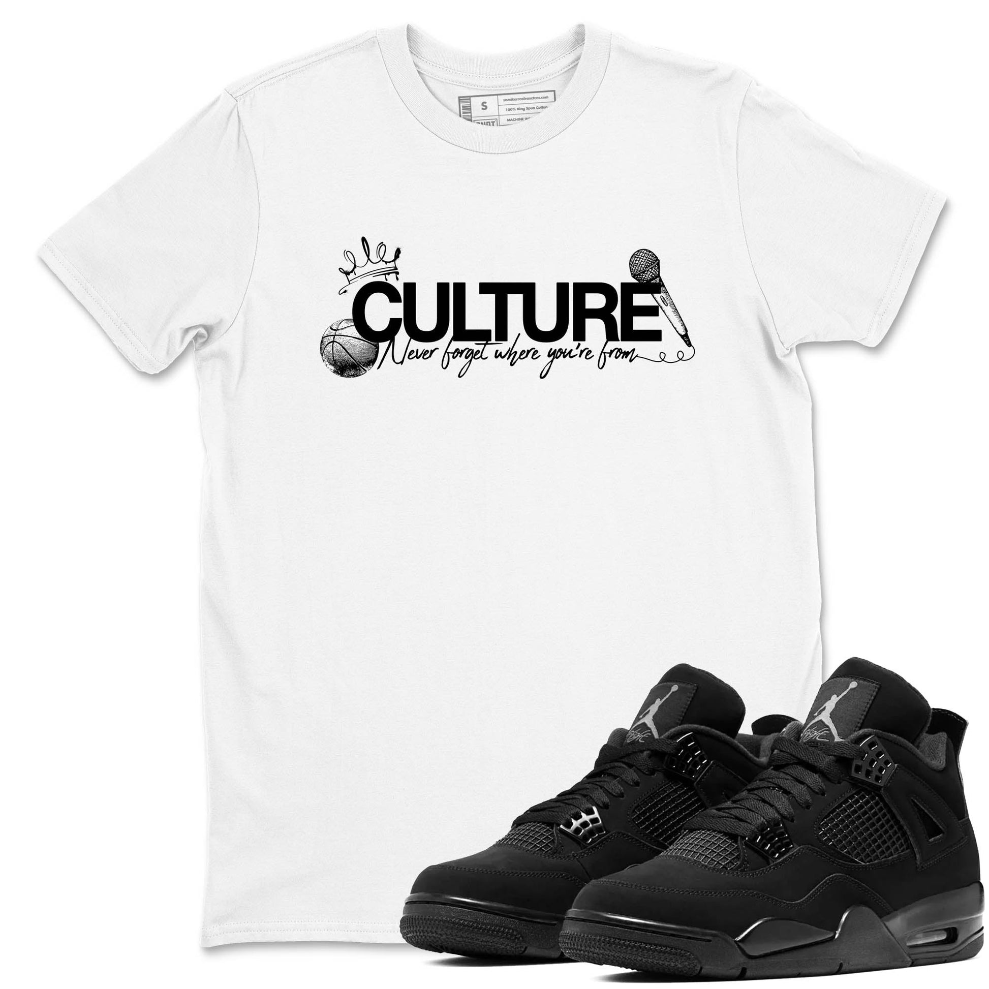 Best Sneakerfit graphic tee – Sneaker Tees To Match Air Jordan 4 Retro Black Cat Sneakers – Culture Tee White 1
