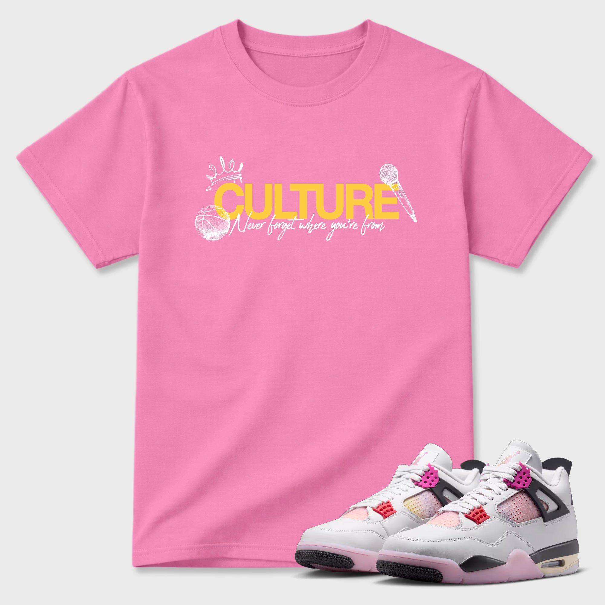 Culture Graphic T-Shirt featuring original streetwear artwork designed to match the Air Jordan 4 Comic. Bubble Gum 1 Graphic T-Shirt.