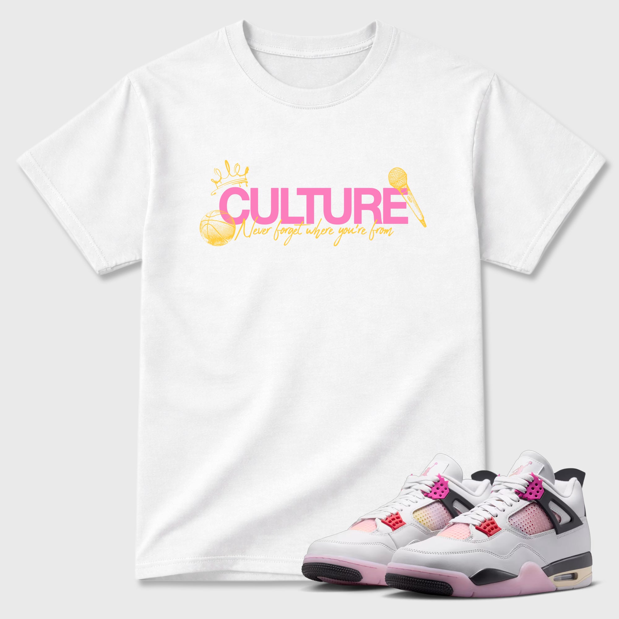 Culture Graphic T-Shirt featuring original streetwear artwork designed to match the Air Jordan 4 Comic. White 1 Graphic T-Shirt.